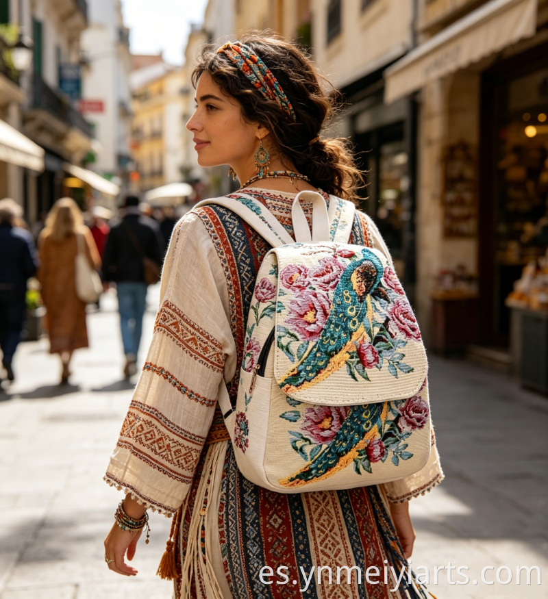 Yarn-dyed print backpack